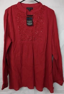 Greater Good Blouse Size Xlarge Women’s Relaxed Red 100% Cotton - Picture 1 of 9