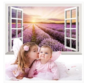 US STOCK Wall Sticker 3D Window Lavender Living Room Bedroom Decal Lobby Decor - Picture 1 of 4