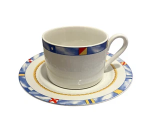 Maritim Segeln Kaffeetasse Becher & Untertasse Set Fitz & Floyd Americana Regatta - Bild 1 von 10
