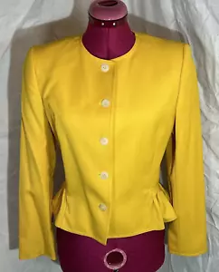VALENTINO Miss V Vintage Yellow Wool Button Jacket Size 4 - Picture 1 of 19