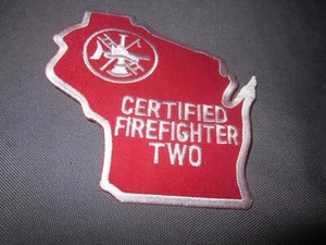 Vintage WISCONSIN CERTIFIED FIREFIGHTER Two PATCH - Picture 1 of 3