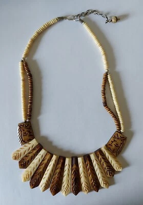 COLLANA TRIBALE OSSO GIROCOLLO ETNICO ANNI 80 VINTAGE @ SPLENDIDA @ - Immagine 1 di 4