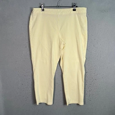 Calça cropped elástica listrada amarela e branca feminina Nanette Lepore tamanho grande - Imagem 1 de 4