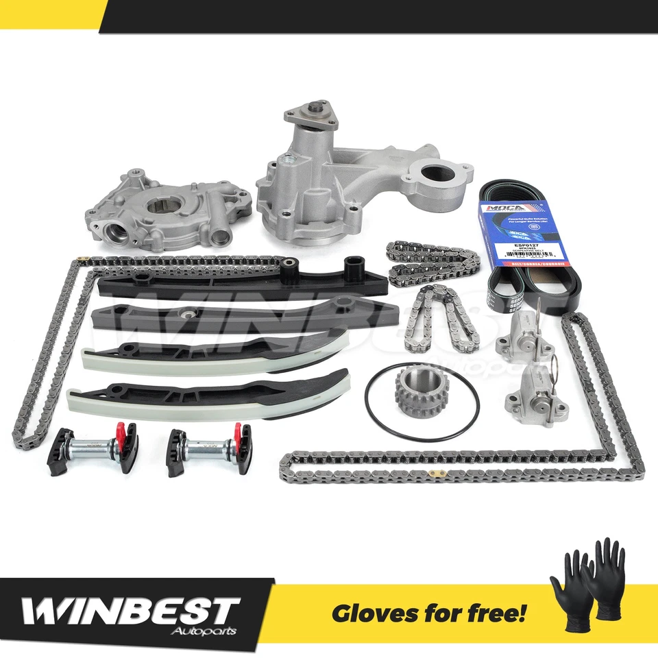 Kit de cadena de distribución bomba de aceite bomba de agua y correa apta para Ford F-150 2015-2017 5,0 L V8 nuevo Foto 1 de 4