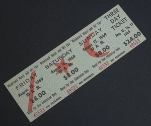 AUTHENTIC unused 1969 Woodstock 3 Day $24 Ticket SN 48593 Rare! - Picture 1 of 4