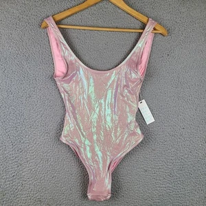 Frankies Bikinis Womens Kyle One Piece Swimsuit M Low Back Shimmer Iredescent - Picture 1 of 8