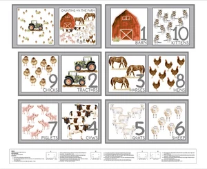 Kleine Sämlinge Farm Zählbuch Panel 36", Moque Lee für Blanko Quilten - Bild 1 von 3