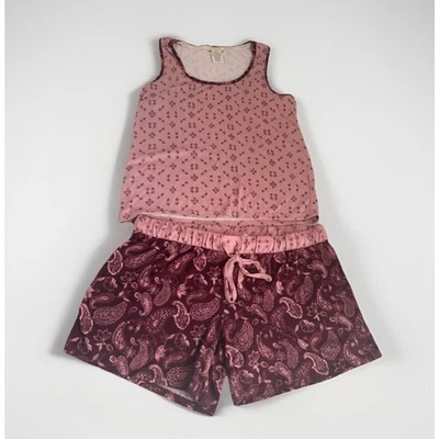 Lucky Brand Pajamas Set Womens Medium Pink Burgundy Sleep Lounge Comfort Summer - Image 1 of 4