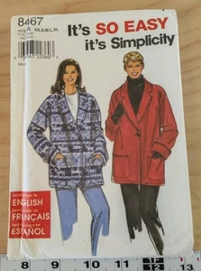 Simplicity Pattern 8467 Coats, Jackets All Sz 6-8 10-12 14-16 18-20 22-24 Sewing - Picture 1 of 4