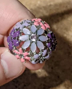 BOUQUET BLISS FLOWER CLUSTER PINK PURPLE RING SIZE 10 / WRONGWAY052 - Picture 1 of 9