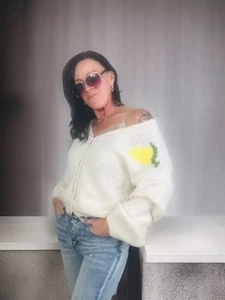 Italy Cozy Cardigan 🍋Limoncello, Elfenbein, Onesize (34-40/42), V- Ausschnitt - Bild 1 von 4