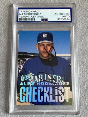 MARINERS ALEX RODRIGUEZ AUTOGRAPH 1997 FLEER ULTRA CHECKLIST #4/10- PSA SLAB - Image 1 of 2