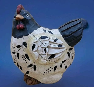 Black &White Decorative And Detailed Chicken/Hen Country, Rooster/Hen Kitchen 9” - Picture 1 of 6