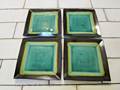 Lot of Four Better Homes and Gardens Square Stoneware Dinner Plates JADE - Image 1 of 4