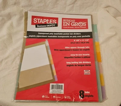Staples Business Depot Transparent Poly Insertable Pocket Tab Dividers  - Image 1 of 4