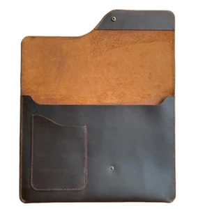 iPad Laptop Funda Bolso Mensajero Archivos Carpeta Bolsillo Vaca Cuero Bolso Marrón W913 - Imagen 1 de 3