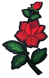 Patch Sew On Iron On Embroidered Clothing Hats Jackets Coat ROSE FLOWER A121 - Picture 1 of 3