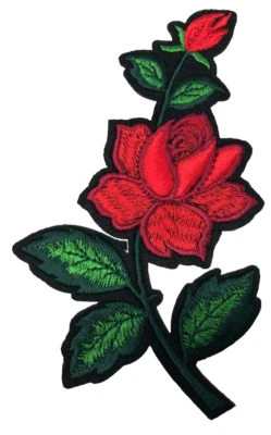 Patch Sew On Iron On Embroidered Clothing Hats Jackets Coat  ROSE FLOWER A121 - Image 1 of 3