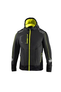 Giacca da lavoro Tech Softshell SPARCO giallo / nero con cappuccio removibile ✔️ - Picture 1 of 10