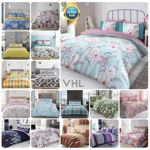 Clearance Bedding Reversible Duvet Cover Quilt Set With Pillowcases All Sizes UK - Picture 1 of 253