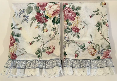 2 fundas de almohada Waverly Belle Rive estándar con volantes ojales encaje percal floral EE. UU. Foto 1 de 4