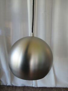 Modern hanging ball globe light fixture warm silver metallic plug in black cord