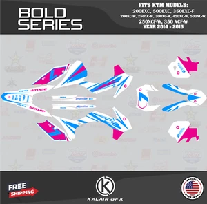 Graphics Kit for KTM Enduro 200EXC, 500EXC, 350EXC-F (2014-2015) Bold - Cyan Mag - Picture 1 of 6