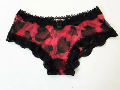 Calcinha Shirley of Hollywood corações rosa transparente tamanho 14 designer lingerie calcinha - Imagem 1 de 4