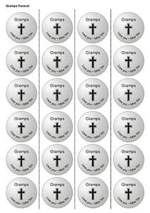 24X PRECUT GRAMPS FUNERAL, EDIBLE WAFER PAPER, CUPCAKE, CAKE TOPPERS 1107 - Picture 1 of 1