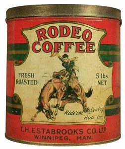 RODEO COFFEE RIDE IN COWBOY ON HORSE HEAVY DUTY USA CARTELLO PUBBLICITARIO IN METALLO - Foto 1 di 1