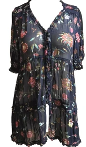 Anthropologie Gr. Small Salzburg Blumen Rüschen Boho Tunika Bluse Puffärmel - Bild 1 von 8