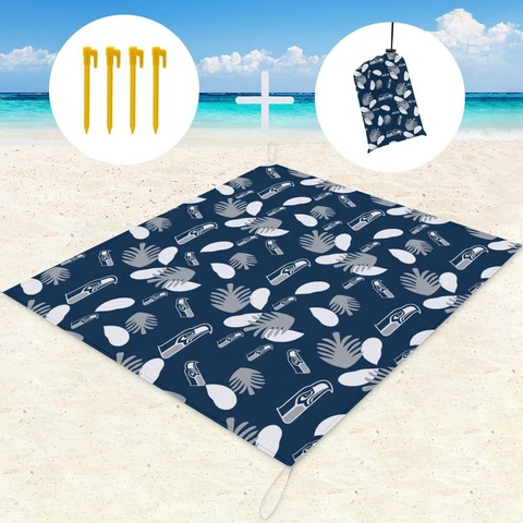 Seattle Seahawks Waterproof Picnic Mat 59×57in Beach Mat with Storage Bag Cover