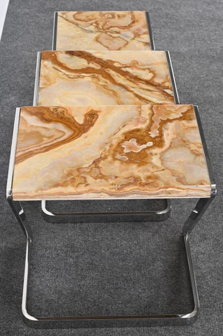 Brueton Onyx and Stainless Steel Nesting Tables, 1980s Cover