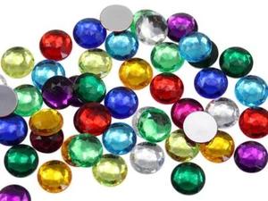 Costume acrilico rotondo 30 mm schienale piatto gemme strass plastica 12 pz - Foto 1 di 41