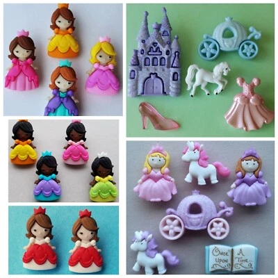 Craft Buttons PRINCESS Girl Ballgown Castle Fairytale Horse Unicorn Dress It Up - Image 1 of 2