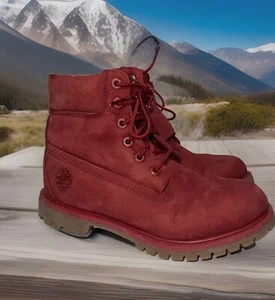 Timberland Size 7 6-Inch Premium Waterproof Ruby Red Ankle Boots Vintage - Picture 1 of 11
