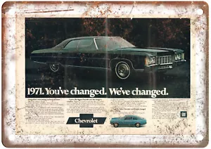 Metal Sign - 1971 Chevrolet Caprice and Vega Ad - Retro Look Reproduction A10521 - Picture 1 of 2