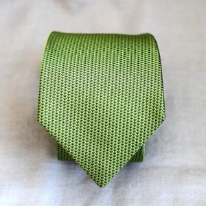 TURNBULL & ASSER Jacquard Silk Men's Tie Lime Green Basket Weave - SUPER CHIC - Picture 1 of 5