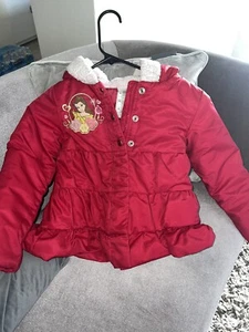 Disney Beauty and The Beast Girls Filled Jacket - Size 5/6  Sherpa lined hood - Picture 1 of 8