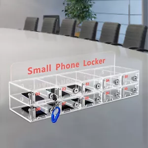 10 Slots Cell Phone Locker Box Transparent Cabinet Acrylic Storage Box W/Locks - Picture 1 of 19