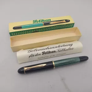PELIKAN 140 GRÜN GESTREIFT EXPORT FÜLLFEDERHALTER 14K DEF SELTEN FEDER BOX/PAPAER VTG - Bild 1 von 14
