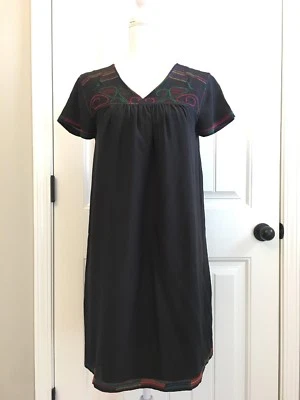 Nuevo Vestido Madewell Bordado Seda Color Costura Clásico Negro Talla S F5171 Foto 1 de 4