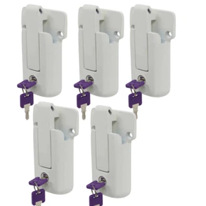 5 KEYED ALIKE White Locking Cargo Trailer Cambar Door Latch Vise Lock Cam Bar - Picture 1 of 5