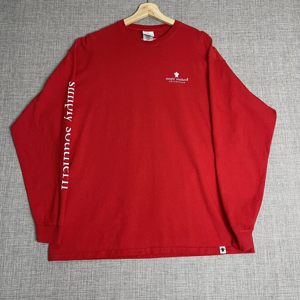 Camisa de Navidad Simply Southern para mujer extra grande roja manga larga Hey Deer Foto 1 de 4