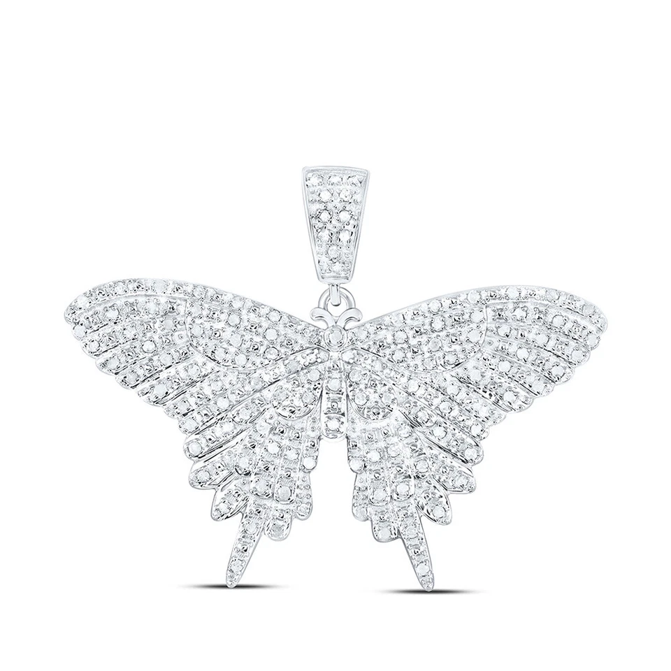 Colgante mariposa diamante redondo plata de ley para mujer 3/4 Cttw Foto 1 de 1