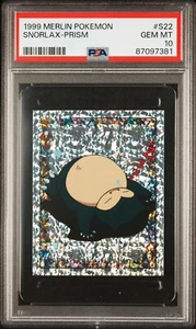 1999 Merlin Pokemon S22 Snorlax-Prism PSA 10 - Picture 1 of 1
