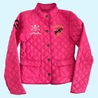 Polo Ralph Lauren Jacket Barbie Pink Quilted Embroidered Logo Equestrian UK 6