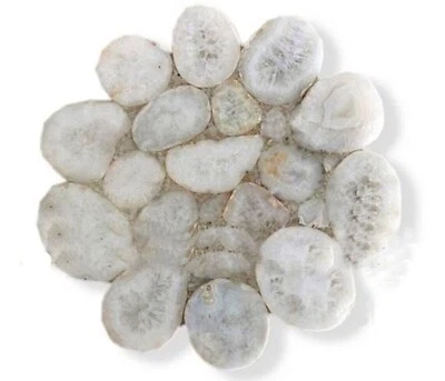 Round White Agate Coffee Table Top Resin Center table for Restaurant and Office - Image 1 of 4
