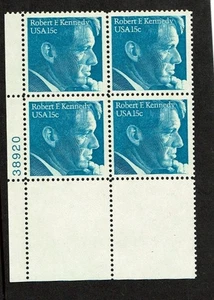 1979 U.S. COMMEM 15c RFK KENNEDY Plt # Block of 4 Sc#1770 M/NH/OG Pristine - Picture 1 of 1