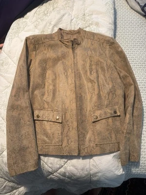 Alfanii Snake Skin Leather Jacket, Lightweight, Tan Coloring - Image 1 of 3